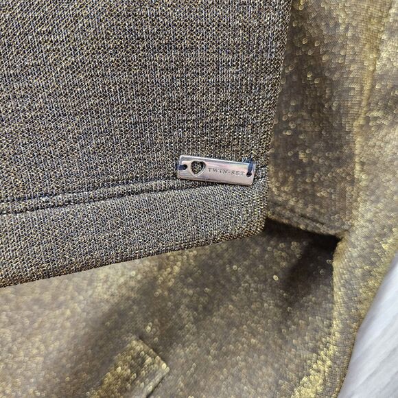 Twin Set Simona Barbieri Womens Gold Metallic Jacket Size Medium - Picture 9 of 14